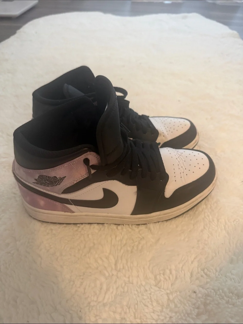 Jordan High-Top Sneakers in Black, White and Pink Accent